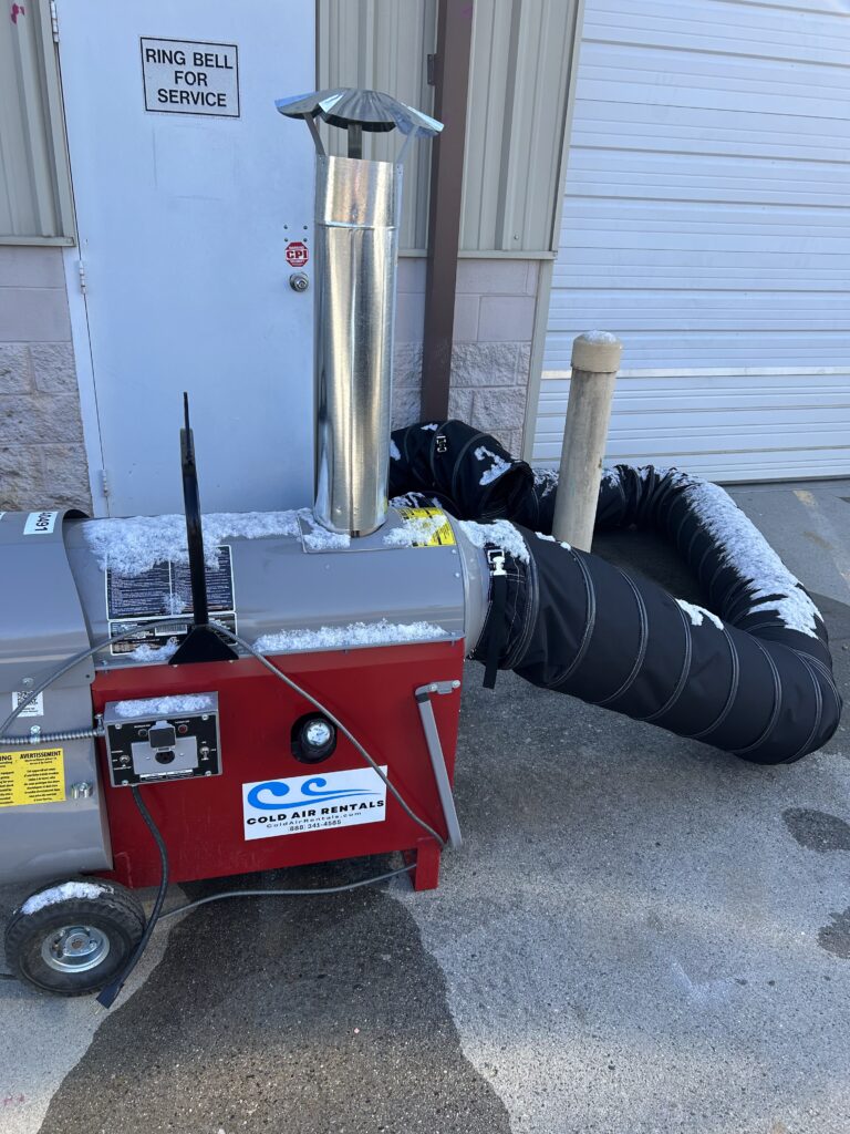 indirect heater with snow on it