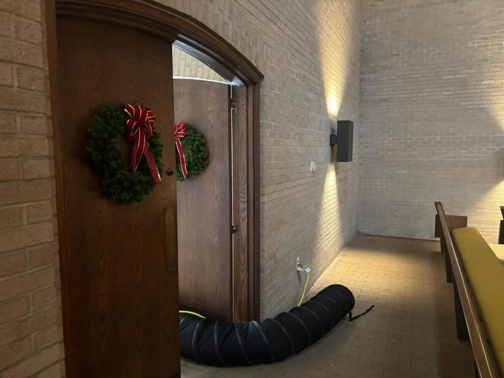 heating vent going inside church door