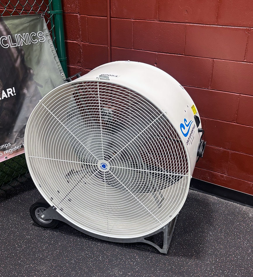 floor fan at batting cage